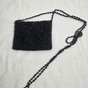 Pierre Urbach Black Vi Tage Beaded Mini Evening Purse Snap Close Glass Beads